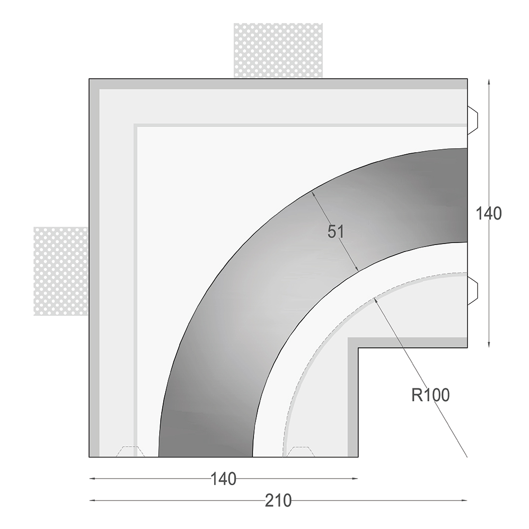 Nama Athina Modular 07 Curve R100 In Plaster In Linear LED Profile| Image:2