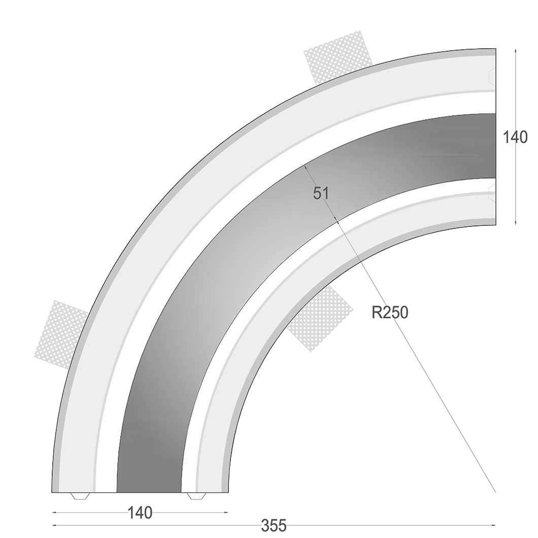 Nama Athina Modular 08 Curve R250 Out Plaster In Linear LED Profile| Image:2
