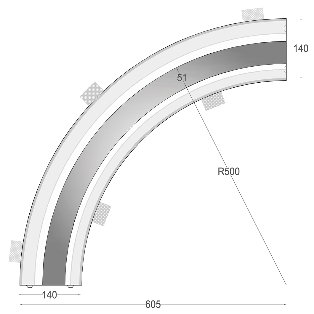 Nama Athina Modular 09 Curve R500 Out Plaster In Linear LED Profile| Image:2