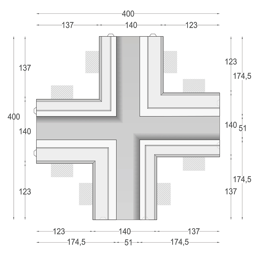 Nama Athina Modular 13 Cross 90 Degree Plaster In Linear LED Profile| Image:4