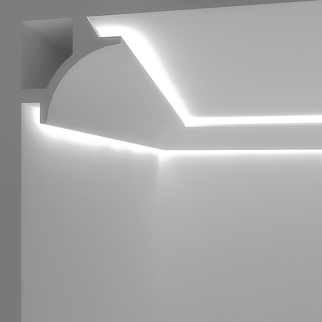 Eleni Lighting EL706 Curved Dual LED Linear Profile Cornice - Next Day Delivery
