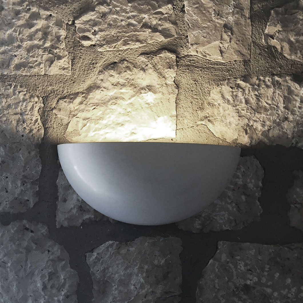 Straight on view of Nama Sfera 01 bowl shaped wall up light alternative image