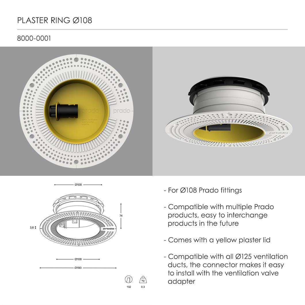Prado Light + Ventilation Short Trimless Plaster-In Adjustable Downlight| Image:7