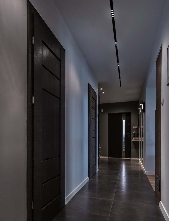 Black recessed store track lighting