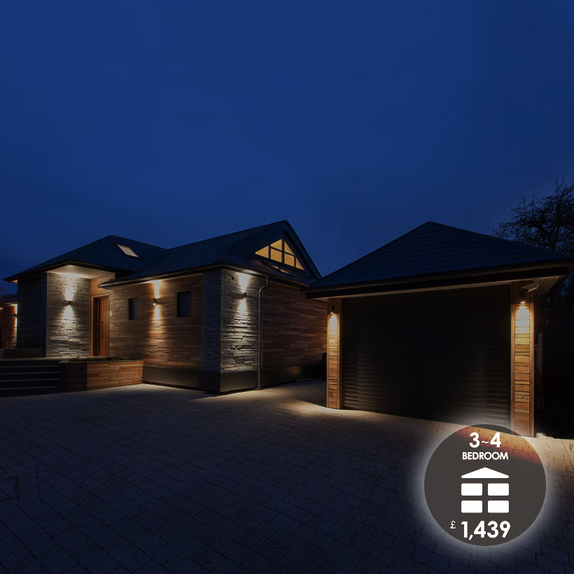 Lighting Design To Go: 3-4 bedroom package £1,439 outside a modern property light with up/downlighters