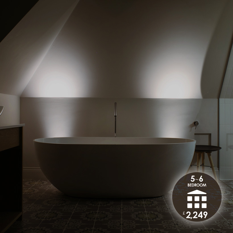 Lighting Design To Go: 5-6 bedroom package £2,249 modern bathroom atmospherically lit