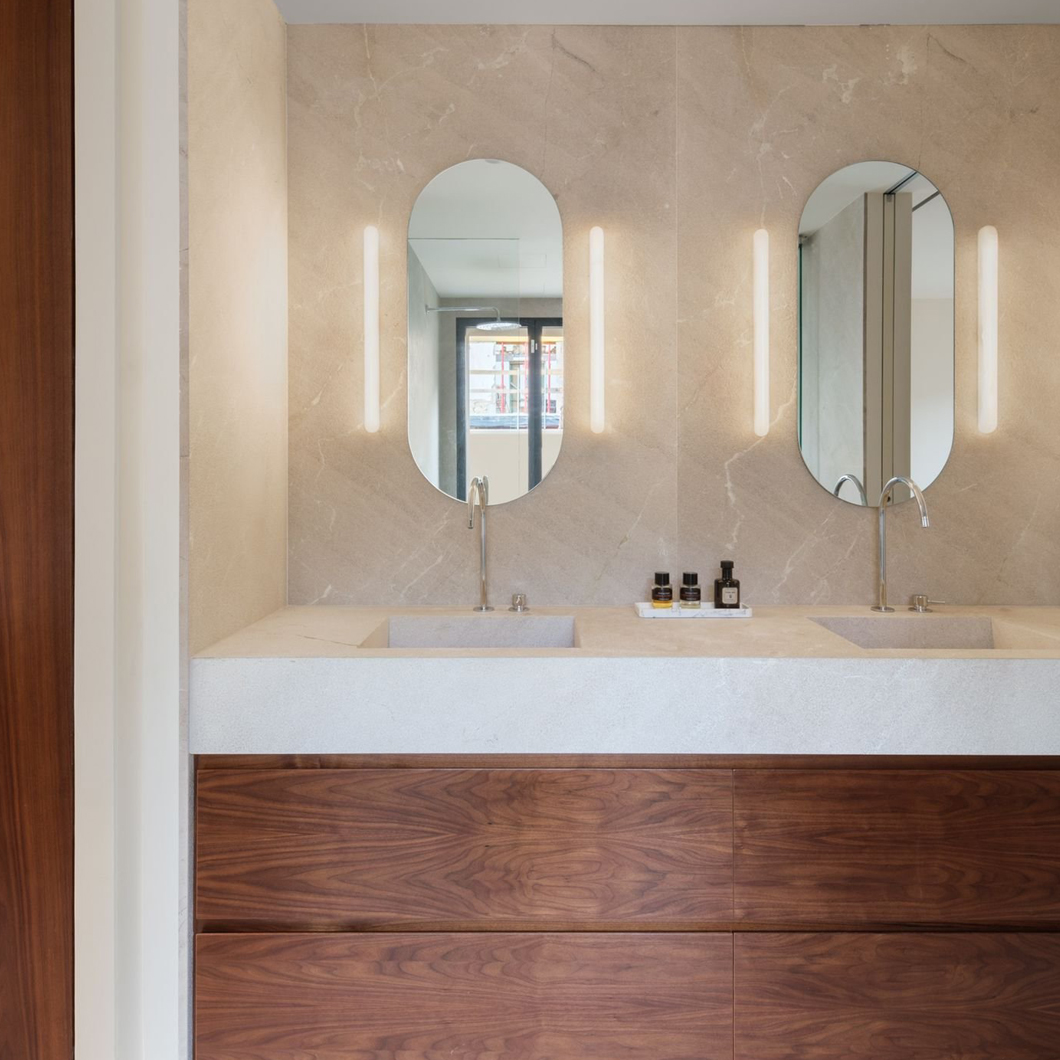 Contain Tub Alabaster Wall Light around bathroom mirror