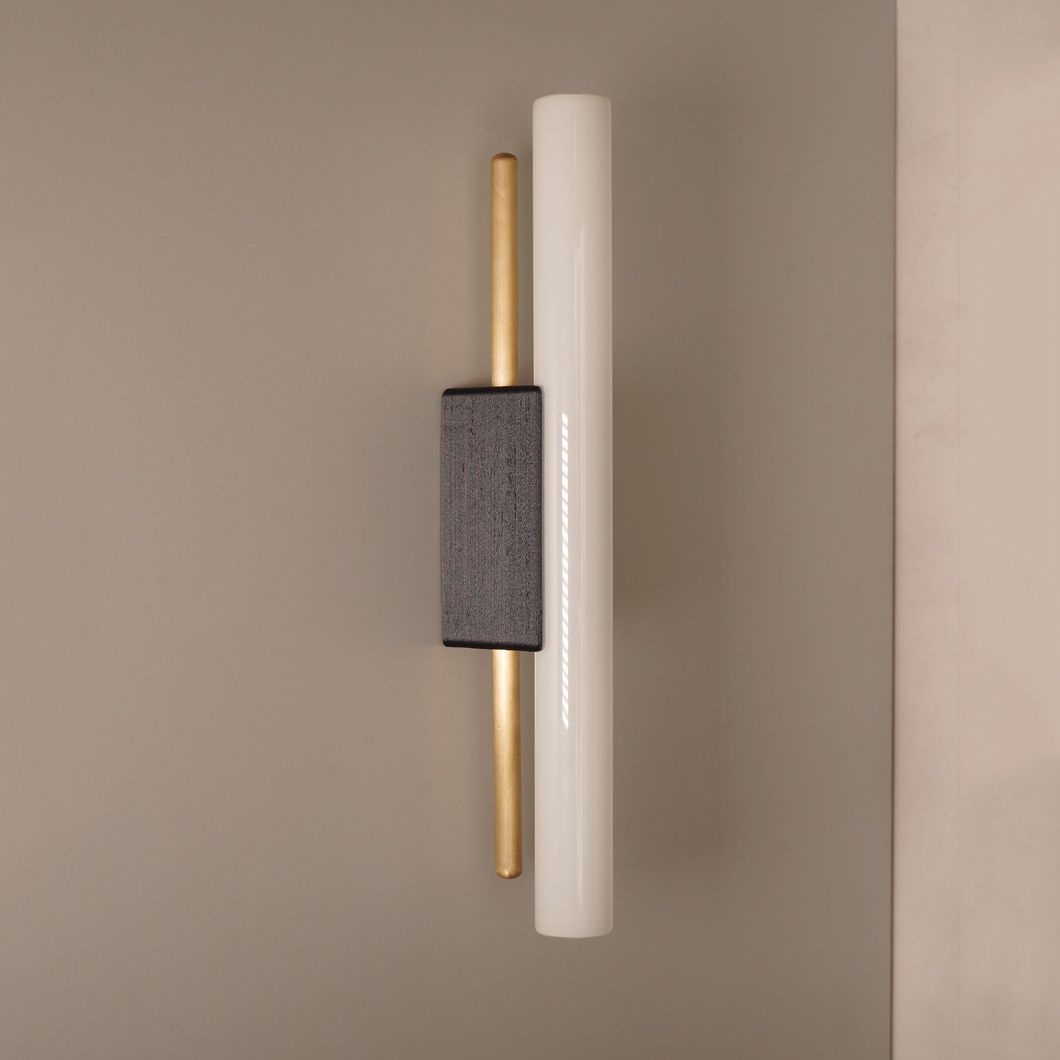 Contain Tubus LED Wall Light with carbon fibre mount and brushed brass rod