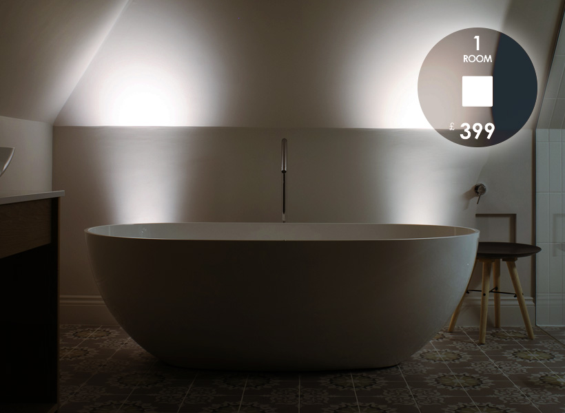 Lighting Design package No.1, 1 room for £399, contemporary bathroom with uplights 