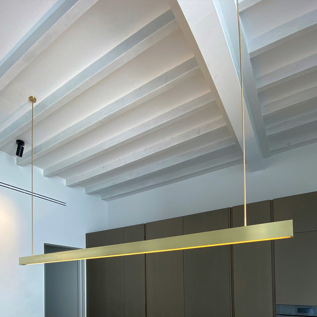 Contain H Linear LED Pendant in brushed brass