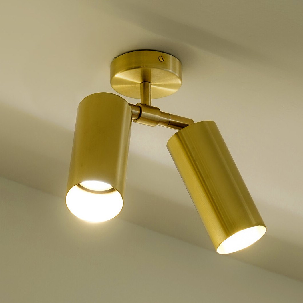 Contain Book XL Double Wall & Ceiling Light in brushed brass