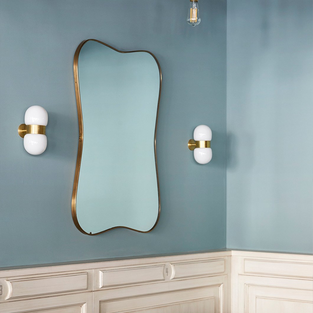 Contain Nuvol Double Brass Wall Light around brass mirror