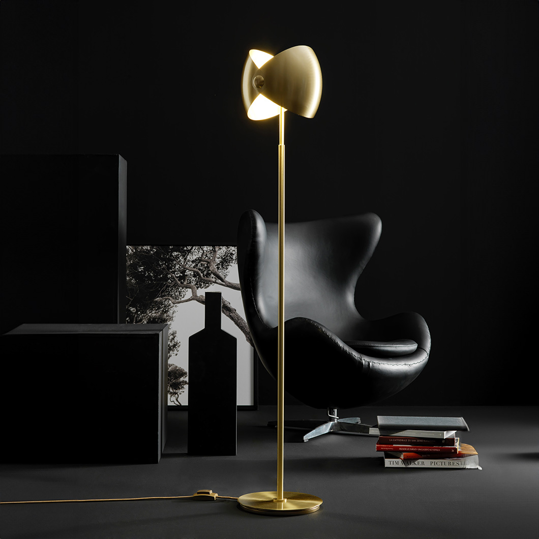 Full length view of Esperia Eirene Floor Lamp in a modern lounge