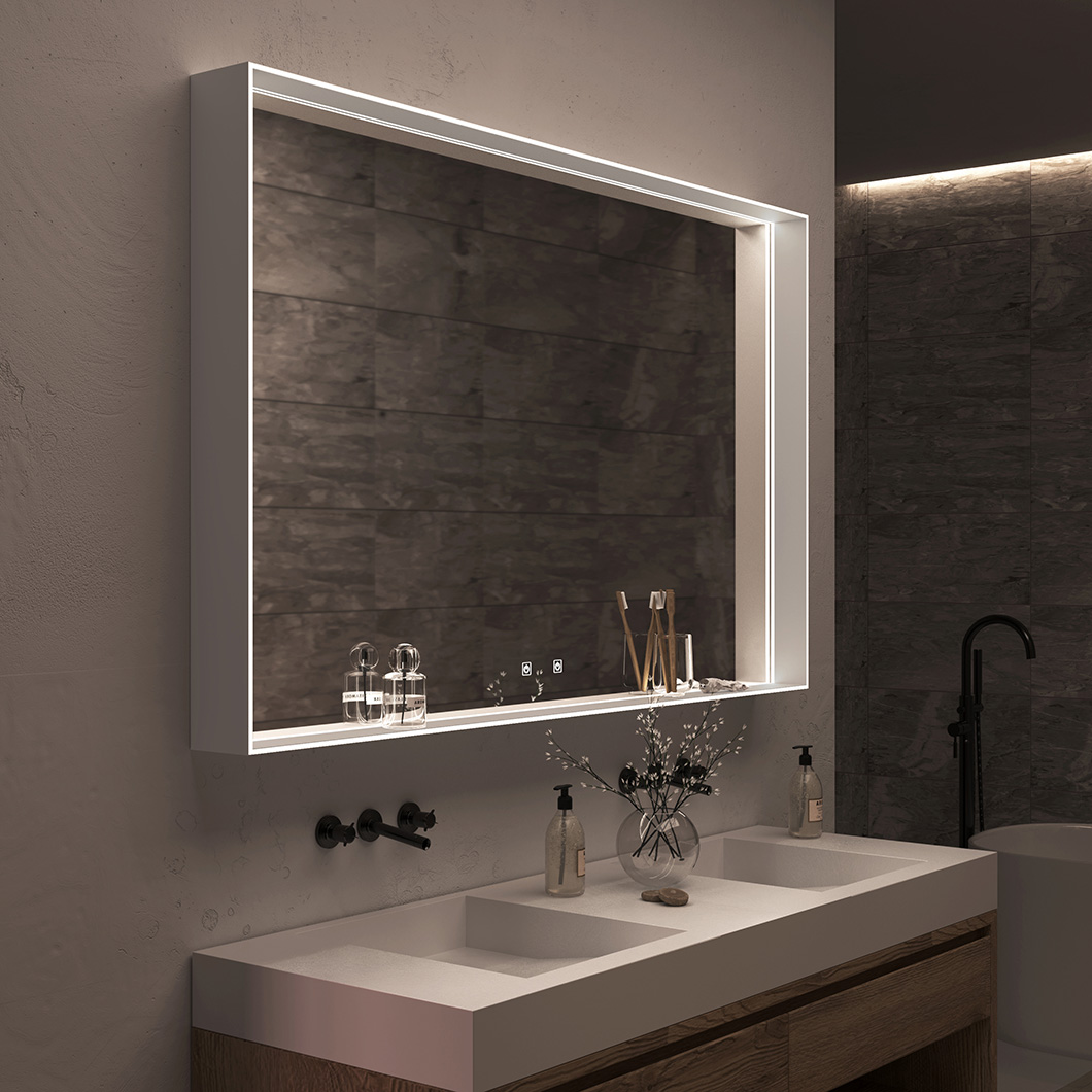 Top Light Deep Light IP44 LED Mirror in champagne alternative image